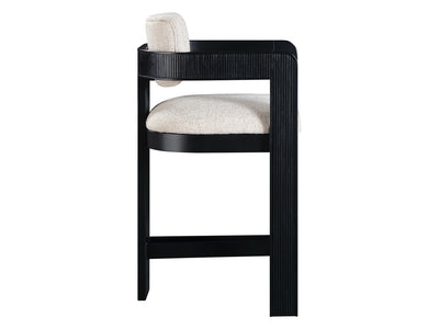 Sacha 20.5" Wide Black Frame Linen Bar Stool (Set of 2)