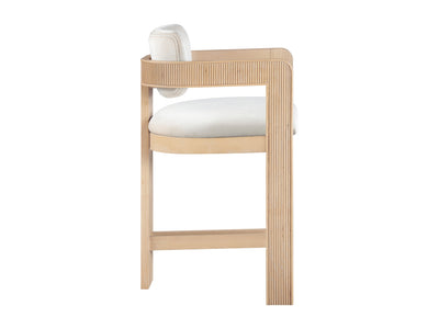Sacha 20.5" Wide Natural Frame Velvet Bar Stool (Set of 2)