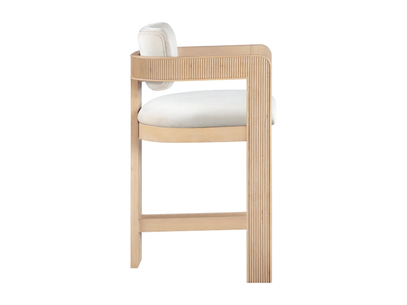 Sacha 20.5" Wide Natural Frame Velvet Bar Stool (Set of 2)
