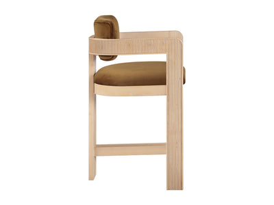 Sacha 20.5" Wide Natural Frame Velvet Bar Stool (Set of 2)