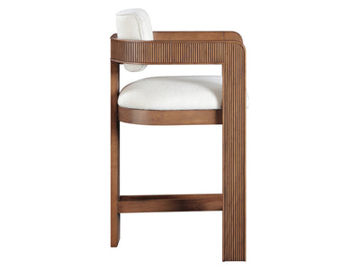 Sacha 20.5" Wide Walnut Frame Linen Bar Stool (Set of 2)