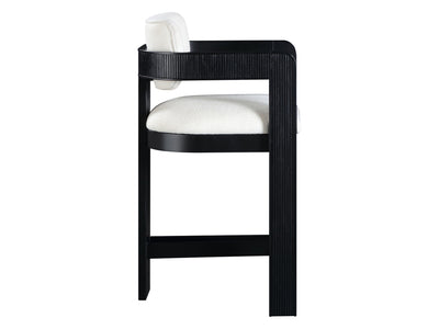 Sacha 20.5" Wide Black Frame Linen Bar Stool (Set of 2)
