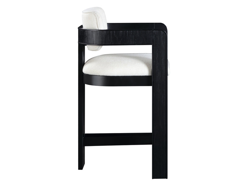 Sacha 20.5" Wide Black Frame Linen Bar Stool (Set of 2)