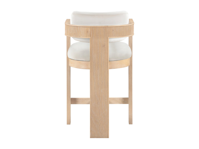 Sacha 20.5" Wide Natural Frame Velvet Bar Stool (Set of 2)