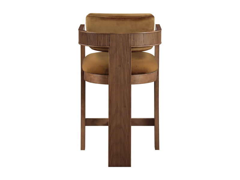 Sacha 20.5" Wide Walnut Frame Velvet Bar Stool (Set of 2)