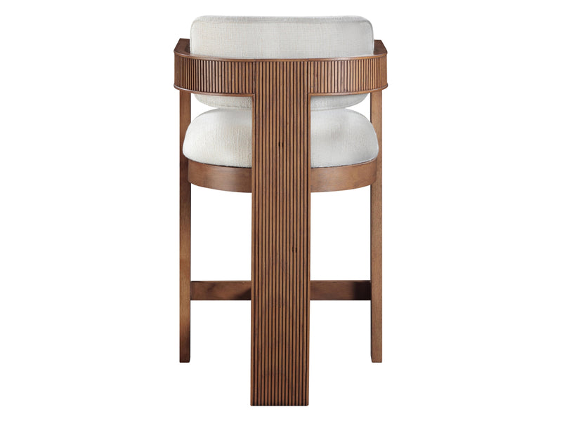 Sacha 20.5" Wide Walnut Frame Linen Bar Stool (Set of 2)
