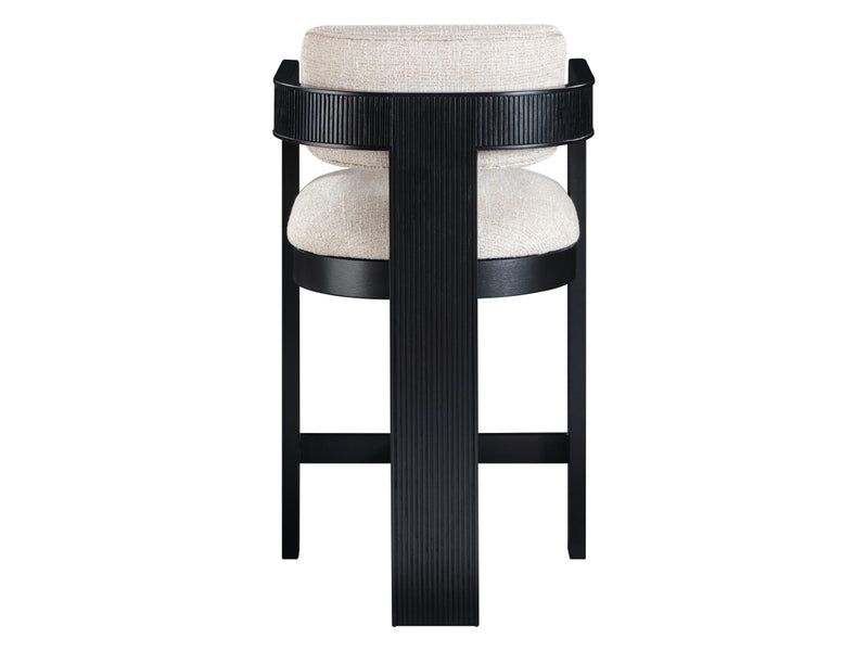 Sacha 20.5" Wide Black Frame Linen Bar Stool (Set of 2)