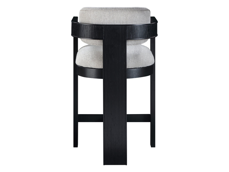 Sacha 20.5" Wide Black Frame Linen Bar Stool (Set of 2)