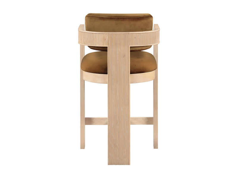 Sacha 20.5" Wide Natural Frame Velvet Bar Stool (Set of 2)