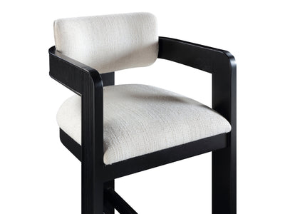 Sacha 20.5" Wide Black Frame Linen Bar Stool (Set of 2)