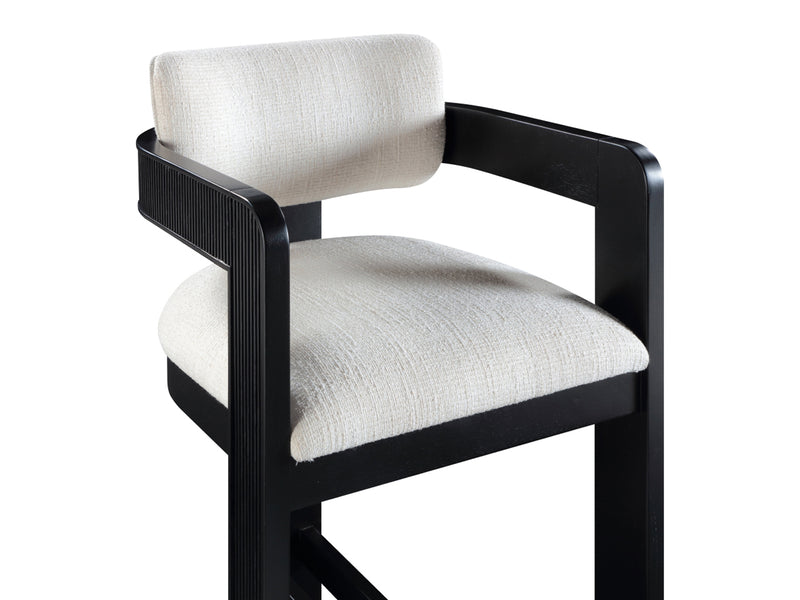 Sacha 20.5" Wide Black Frame Linen Bar Stool (Set of 2)