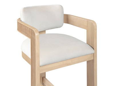 Sacha 20.5" Wide Natural Frame Velvet Bar Stool (Set of 2)