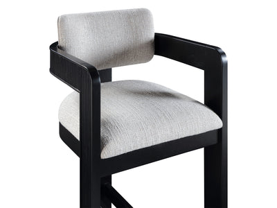 Sacha 20.5" Wide Black Frame Linen Bar Stool (Set of 2)