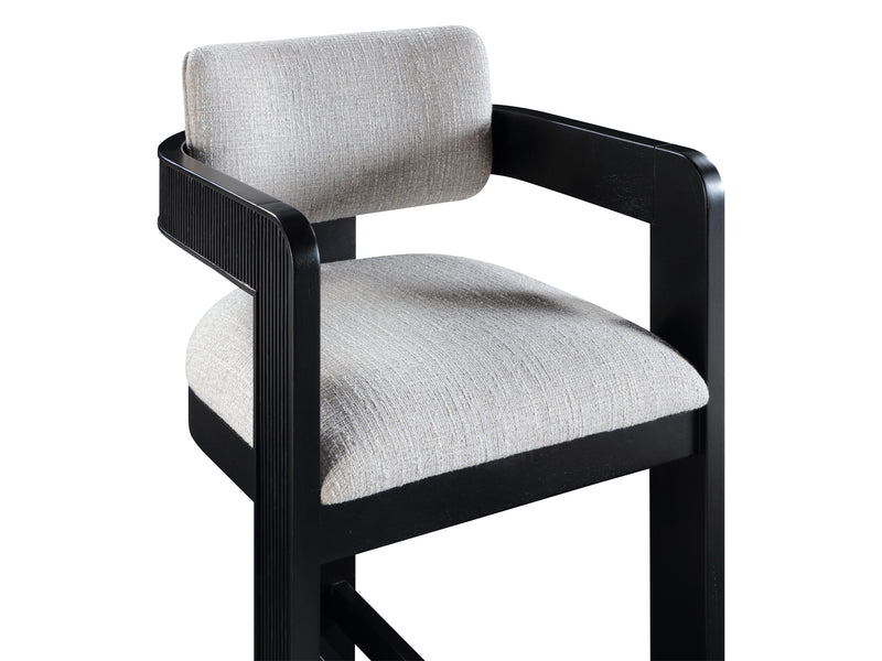 Sacha 20.5" Wide Black Frame Linen Bar Stool (Set of 2)