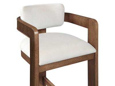 Sacha 20.5" Wide Walnut Frame Velvet Bar Stool (Set of 2)