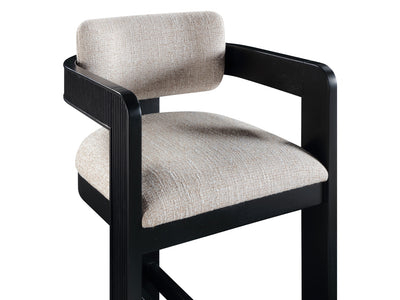 Sacha 20.5" Wide Black Frame Linen Bar Stool (Set of 2)