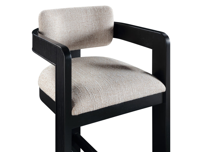 Sacha 20.5" Wide Black Frame Linen Bar Stool (Set of 2)