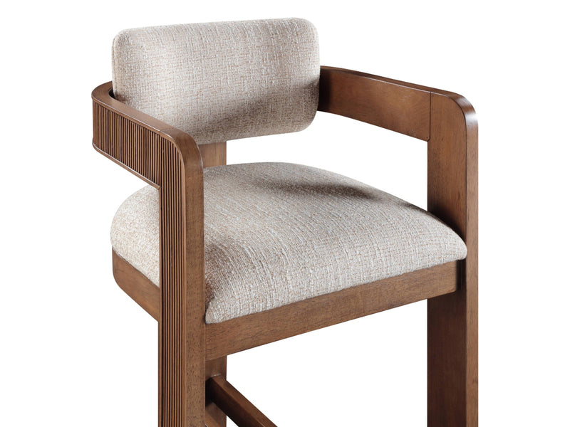 Sacha 20.5" Wide Walnut Frame Linen Bar Stool (Set of 2)