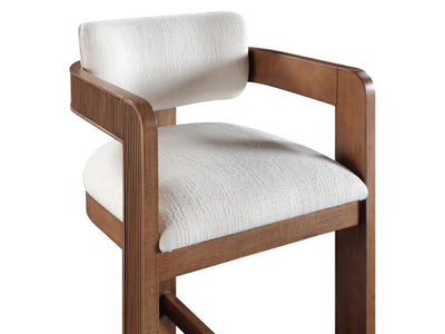 Sacha 20.5" Wide Walnut Frame Linen Bar Stool (Set of 2)