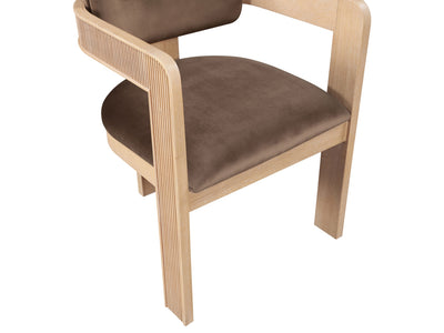 Sacha 22.5" Wide Natural Frame Velvet Dining Chair (Set of 2)