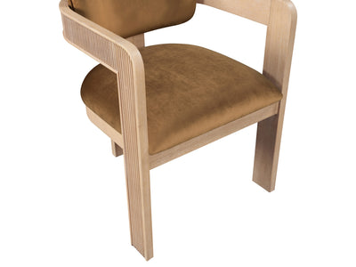 Sacha 22.5" Wide Natural Frame Velvet Dining Chair (Set of 2)