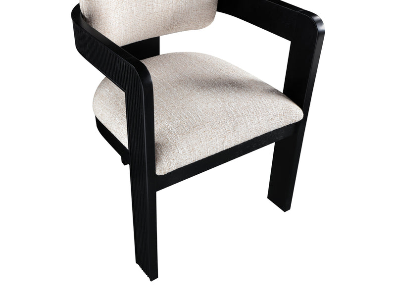 Sacha 22.5" Wide Black Frame Linen Dining Chair (Set of 2)