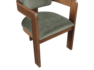 Sacha 22.5" Wide Walnut Frame Velvet Dining Chair (Set of 2)