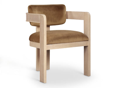 Sacha 22.5" Wide Natural Frame Velvet Dining Chair (Set of 2)
