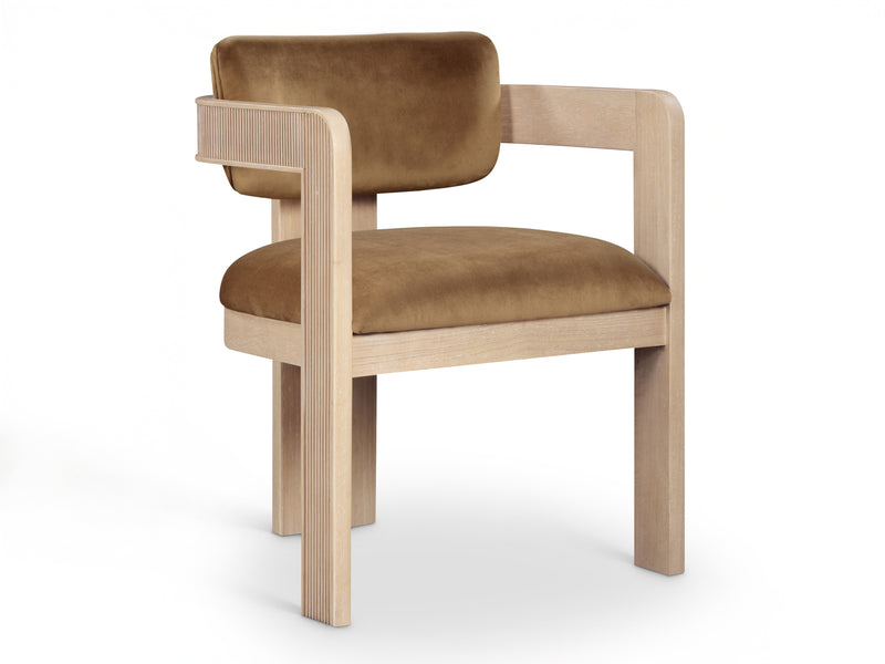 Sacha 22.5" Wide Natural Frame Velvet Dining Chair (Set of 2)