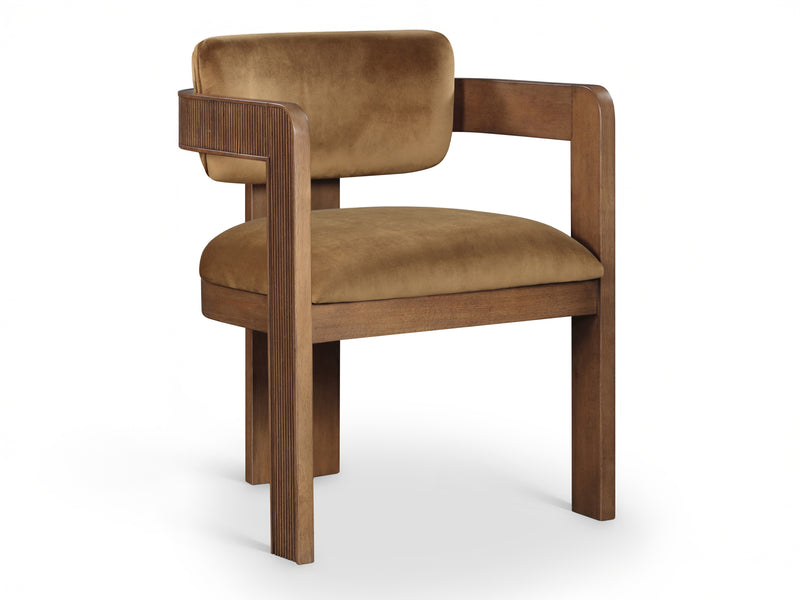 Sacha 22.5" Wide Walnut Frame Velvet Dining Chair (Set of 2)