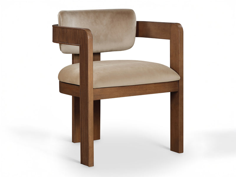Sacha 22.5" Wide Walnut Frame Velvet Dining Chair (Set of 2)