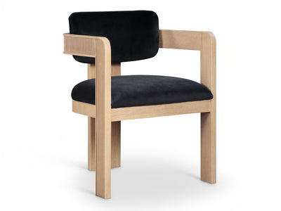Sacha 22.5" Wide Natural Frame Velvet Dining Chair (Set of 2)