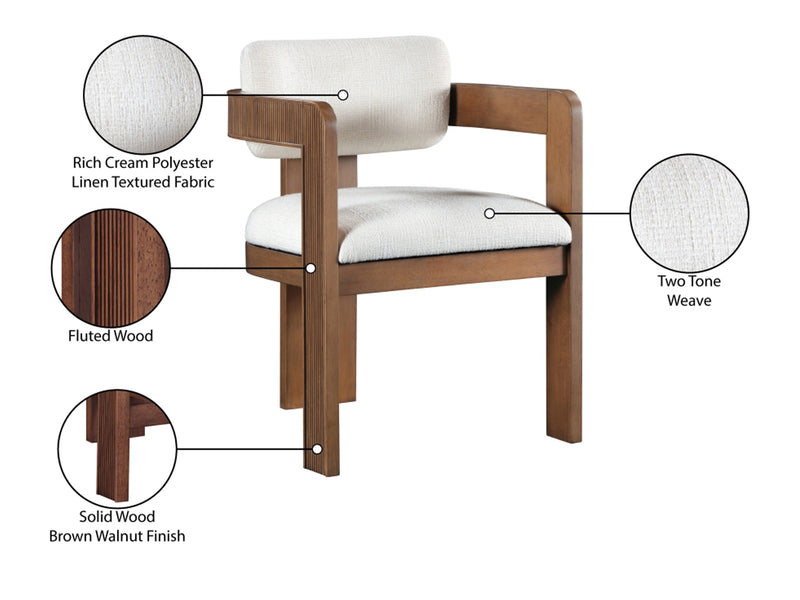 Sacha 22.5" Wide Walnut Frame Linen Dining Chair (Set of 2)
