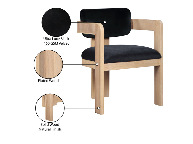 Sacha 22.5" Wide Natural Frame Velvet Dining Chair (Set of 2)