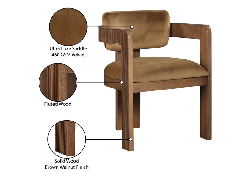 Sacha 22.5" Wide Walnut Frame Velvet Dining Chair (Set of 2)