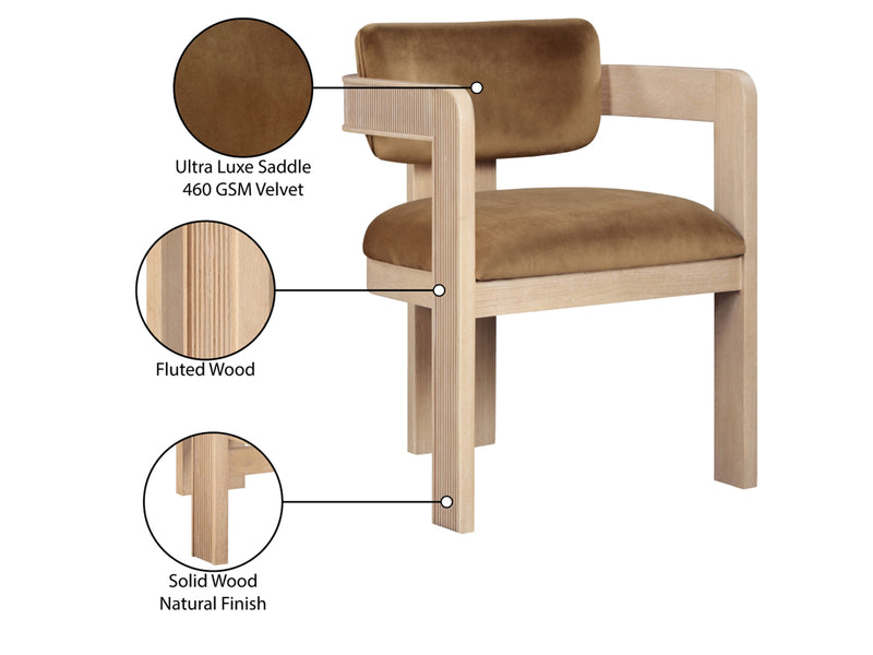 Sacha 22.5" Wide Natural Frame Velvet Dining Chair (Set of 2)