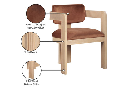 Sacha 22.5" Wide Natural Frame Velvet Dining Chair (Set of 2)