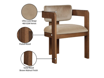 Sacha 22.5" Wide Walnut Frame Velvet Dining Chair (Set of 2)