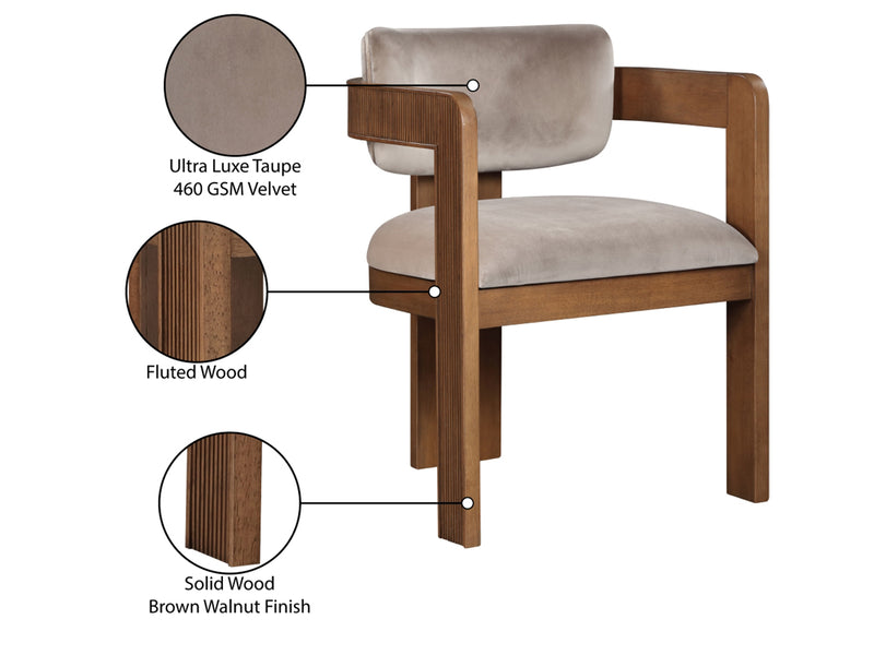 Sacha 22.5" Wide Walnut Frame Velvet Dining Chair (Set of 2)