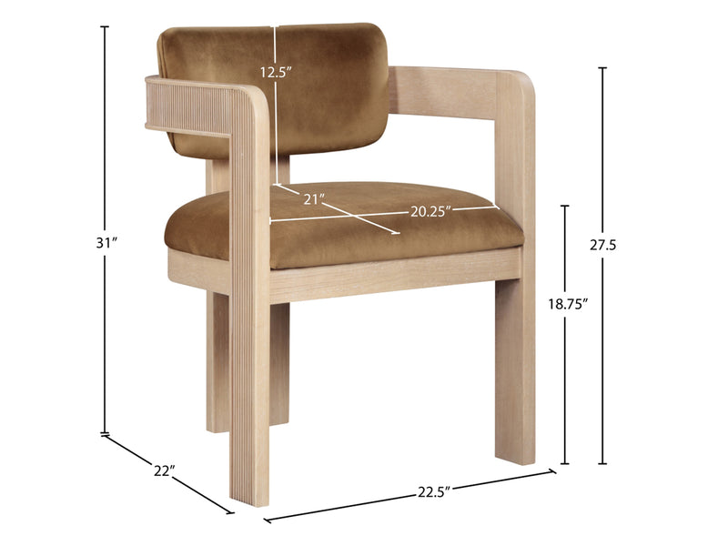 Sacha 22.5" Wide Natural Frame Velvet Dining Chair (Set of 2)