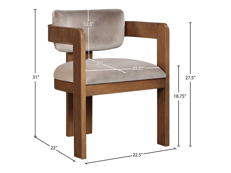 Sacha 22.5" Wide Walnut Frame Velvet Dining Chair (Set of 2)