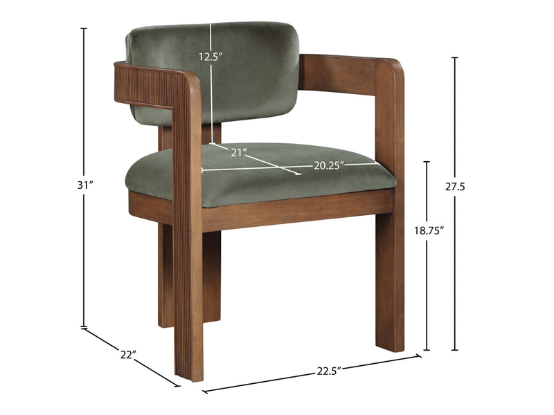 Sacha 22.5" Wide Walnut Frame Velvet Dining Chair (Set of 2)
