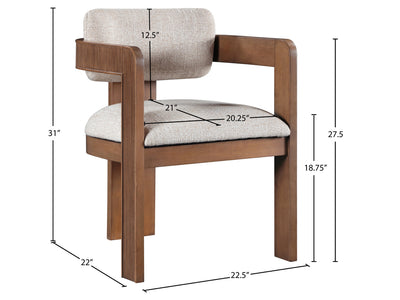 Sacha 22.5" Wide Walnut Frame Linen Dining Chair (Set of 2)