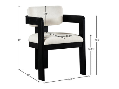 Sacha 22.5" Wide Black Frame Linen Dining Chair (Set of 2)