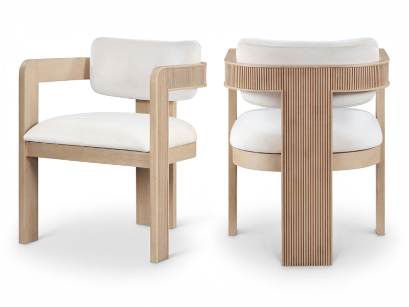 Sacha 22.5" Wide Natural Frame Velvet Dining Chair (Set of 2)
