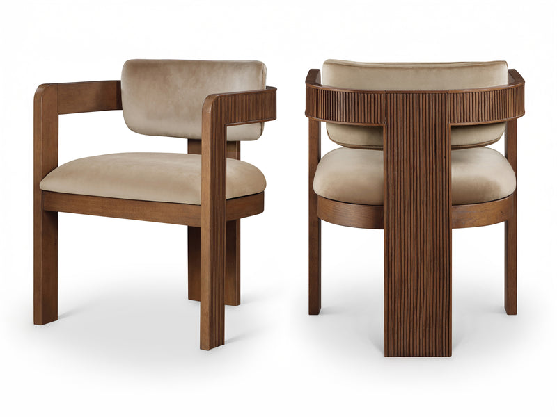 Sacha 22.5" Wide Walnut Frame Velvet Dining Chair (Set of 2)