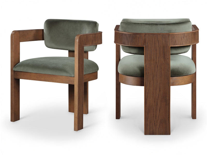 Sacha 22.5" Wide Walnut Frame Velvet Dining Chair (Set of 2)