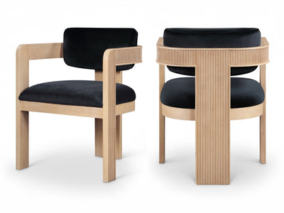 Sacha 22.5" Wide Natural Frame Velvet Dining Chair (Set of 2)