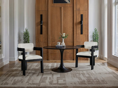 Sacha 22.5" Wide Black Frame Linen Dining Chair (Set of 2)