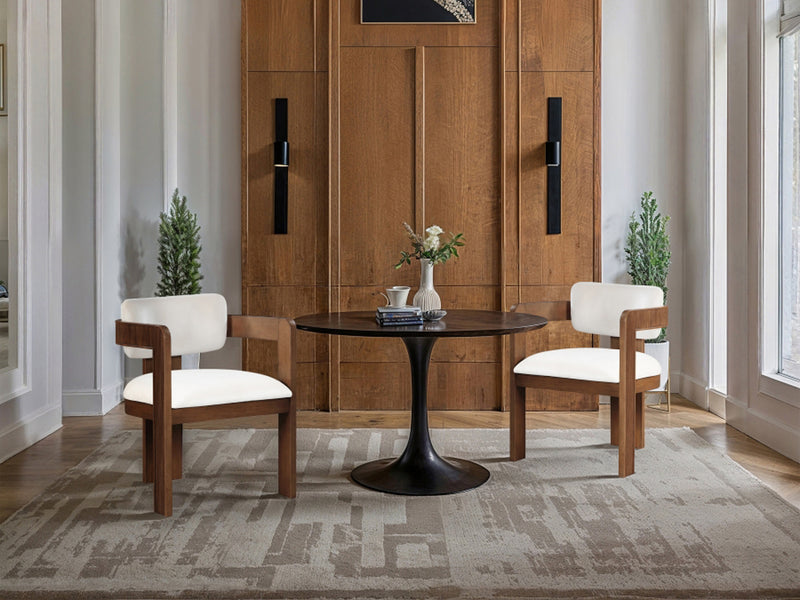 Sacha 22.5" Wide Walnut Frame Velvet Dining Chair (Set of 2)